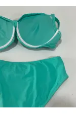 Women's Turquoise Stone Embroidered Lined Plus Size Bikini Set HZL25S-LC01