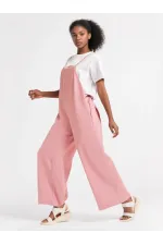 Women's Powder Adjustable Straps Pocket Wide Leg Gardener Overalls HZL22S-BD170191