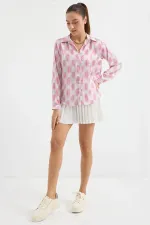 3964 Lightly Draped Satin Shirt - Light Pink