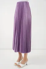 Jupe plissée aspect cuir 8009 - Lilas