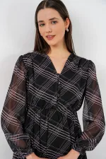 Robe en mousseline à motifs 2137 - Noir1