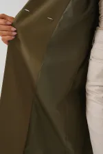 9104 Kruvaze Yaka Astarlı Trençkot - Haki