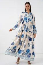 Women's Patterned Long Hijab Dress 2585 - C.Saks