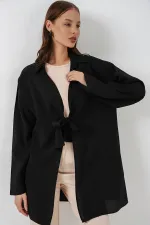 Kadın Salaş Bağcıklı Kimono 5981 - Siyah