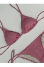 Ensemble bikini triangle à nouer rose poudré pour femme HZL25S-LC5005