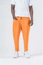 Men's Orange String-Tied Straight Cut Pocketed Trousers Sweatpants HZL24S-MXC8948-331