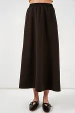 Jupe longue pour femme avec taille élastique 8072 - Marron