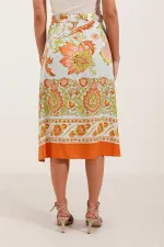 1899 Desenli Midi Etek - Turuncu