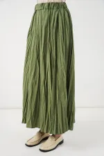 Jupe longue froissée pour femme 8042 - A.Haki