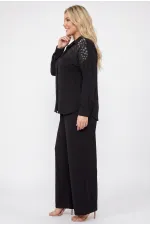 Kadın Siyah Büyük Beden Taş İşlemeli Aerobin Gömlek HZL26S-ZSS110551 Kadın Siyah Büyük Beden Taş İşlemeli Aerobin Gömlek HZL26S-ZSS110551