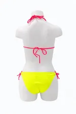 Ensemble bikini triangle à motif paon jaune pour filles, 6-14 ans HZL24S-LC19017