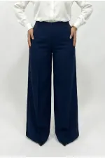 Women's Navy Blue Plus Size Shaping Palazzo Pants HZL26S-ZSS120211 Women's Navy Blue Plus Size Shaping Palazzo Pants HZL26S-ZSS120211