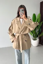 Women's Biscuit Premium Midi Length Lined Cashmere Coat HZL25W-BD191571