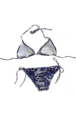 Women's Lilac Floral Patterned Halter Neck Triangle Bikini Set HZL25S-LC5005