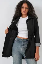 Trench-coat à taille froncée 10322 - Noir