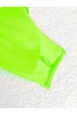 Kadın Neon Yeşil İp Detaylı Astarlı V Kesim Üçgen Bikini Takım HZL24S-LC2234