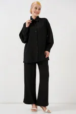 Kadın Örme Tesettür Alt Üst Takım 6711 - Siyah