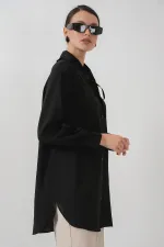 Fırfırlı Uzun Gömlek Tunik 5952 - Siyah