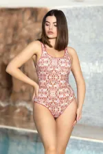 Maillot de bain femme rose et blanc à motifs, doublure rembourrée amovible, bretelles de poitrine, HZL24S-AR1833