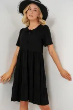 Robe courte à manches courtes pour femme 2554 - Noire