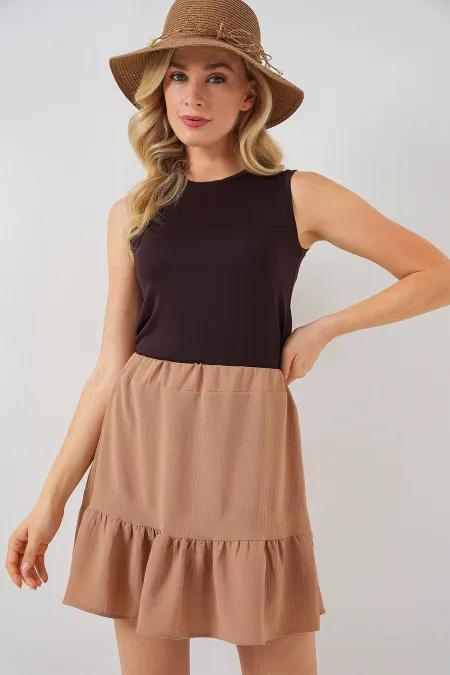 Jupe courte Ayrobin pour femme 8054 - Camel