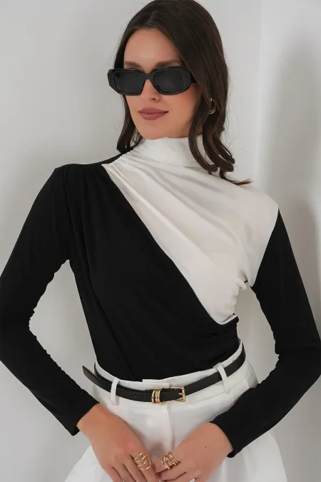 Chemisier Sandy à détails froncés 940 - Noir