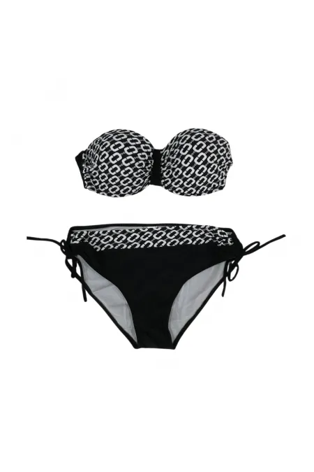 Women's Black Chain Patterned Lined Bikini Set HZL24S-LC206