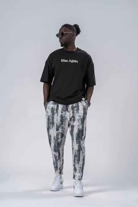 Pantalon de survêtement coupe droite à cordons et poches pour homme, motif brumeux HZL24S-MXC8948-209