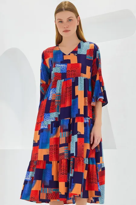 Robe courte en viscose à motif saphir rouge pour femme, manches courtes, 1959