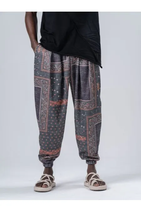 Pantalon de jogging ample à taille et jambes élastiques motif Emerald Bahem pour homme HZL24S-MXC8989-193