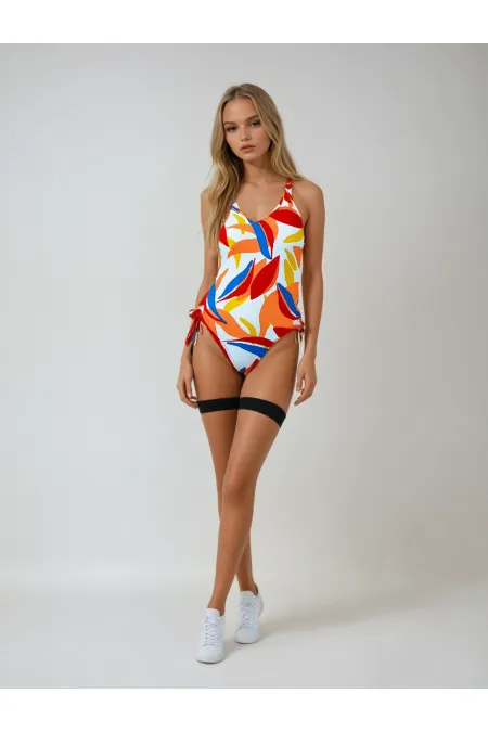 Kadın Çok Renkli Tropikal Desenli Astarlı Mayo HZL25S-AR1823