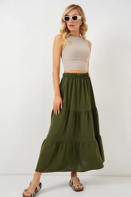 Jupe longue Ayrobin pour femme 8048 - Kaki