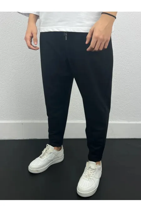 Pantalon de survêtement noir à taille nouée et poches pour homme, coupe droite, HZL24S-MXC8948-193