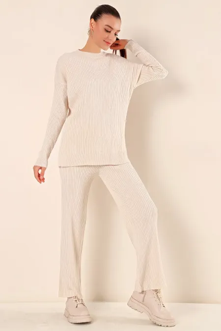 15826 Ribbed Two-Piece Set - Ecru