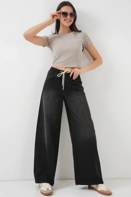 Jean à jambes larges pour femme 6705 - Noir