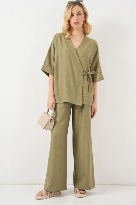 Ensemble deux pièces à nouer sur le devant pour femme 6745 - Çağla