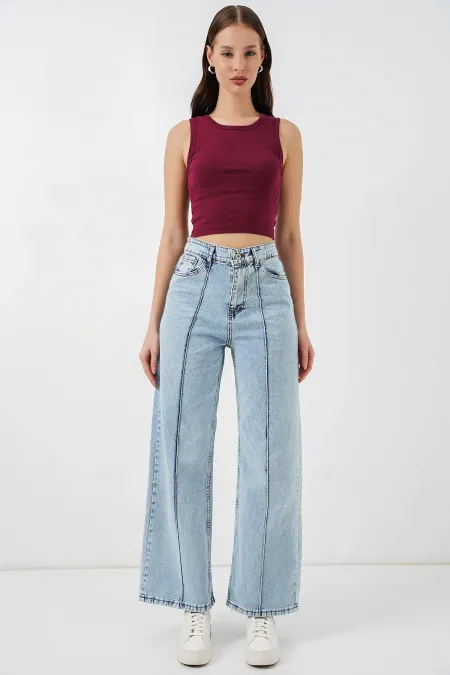 Women's High-Waisted Jeans 30082 - Blue