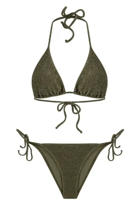 Women's Glittery Black Halter Neck Triangle Bikini Set HZL25S-LC5005 Women's Glittery Black Halter Neck Triangle Bikini Set HZL25S-LC5005