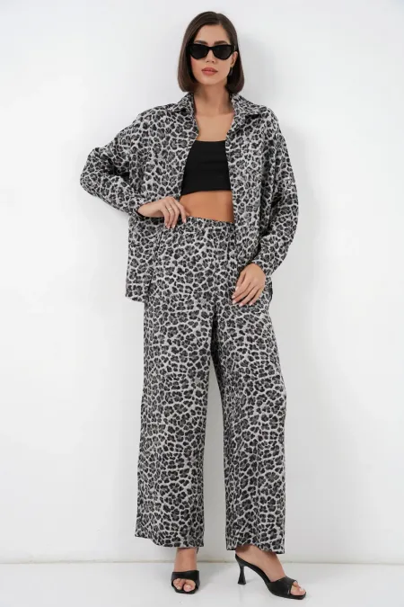 Ensemble deux pièces imprimé léopard 6699 - Anthracite