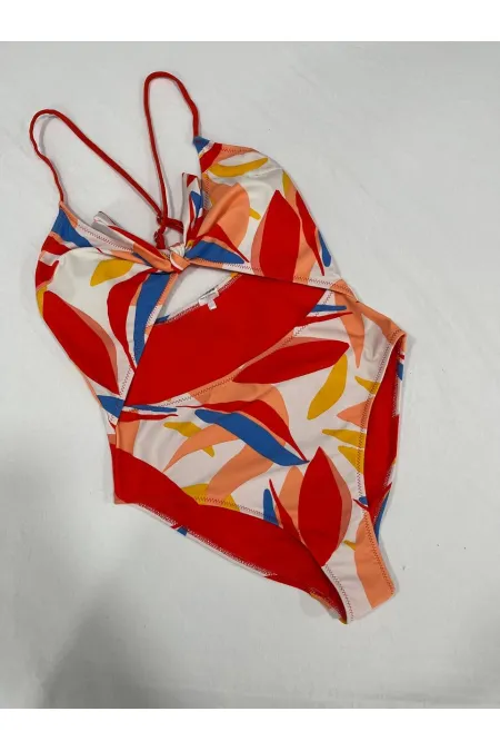 Maillot de bain doublé à motifs tropicaux multicolores pour femme HZL25S-AR1824