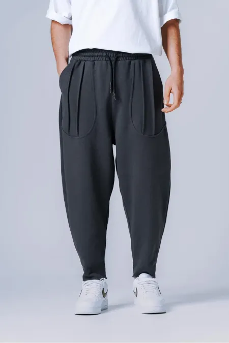 Men's Anthracite Straight Cut Pants with Drawstring Waist and Pockets Sweatpants HZL24S-MXC8948-27 Men's Anthracite Straight Cut Pants with Drawstring Waist and Pockets Sweatpants HZL24S-MXC8948-27