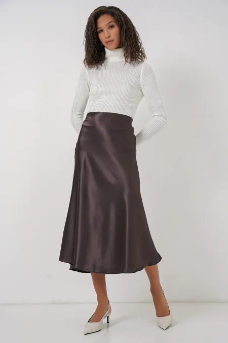 Jupe en satin 15806 - Marron foncé