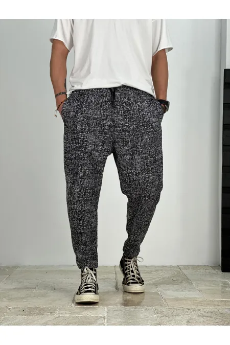 Pantalon de survêtement coupe droite en polaire anthracite pour homme, taille nouée, HZL24S-MXC8948-117