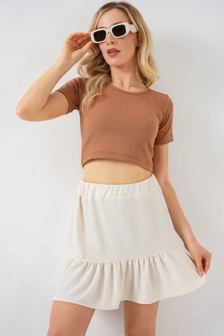 Jupe courte Ayrobin pour femme 8054 - Écru