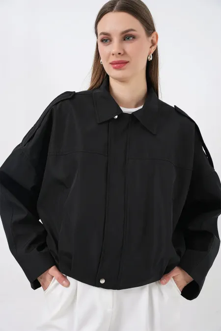 Veste courte oversize pour femme 0732 - Noire