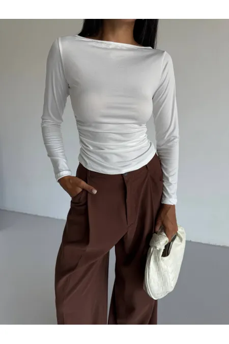 Kadın Beyaz Uzun Kollu Sany Bluz HZL25S-FRY123351