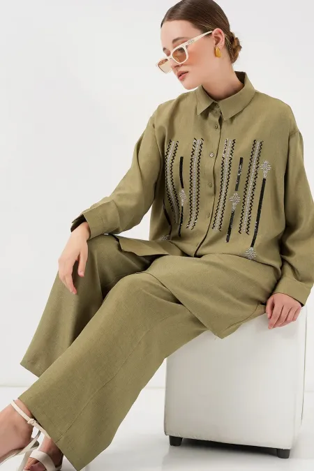 Patterned Tunic and Pants Two-Piece Set 6720 - Çağla
