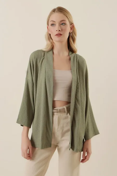 5862 Örme Kimono - Çağla