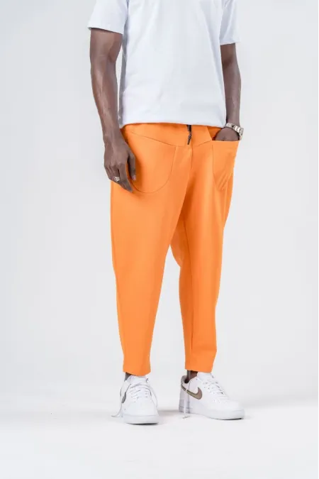 Pantalon de survêtement orange à poches pour homme, coupe droite, avec cordon de serrage, HZL24S-MXC8948-331