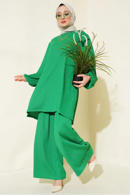 Ensemble tunique et pantalon vert pour femme (haut et bas) 6663